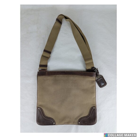 Prada Jacquard Logo Shoulder Bag Leather Canvas Brown Used Authentic F/Shipping - Picture 3 of 13